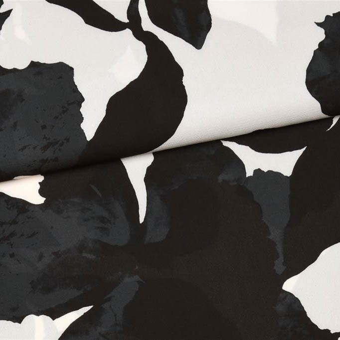Polyester licht elastisch met abstract bloemenmotief